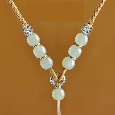 事事如意和田玉吊坠项链绳玉佩观音高货挂脖绳平安扣配可调节男女