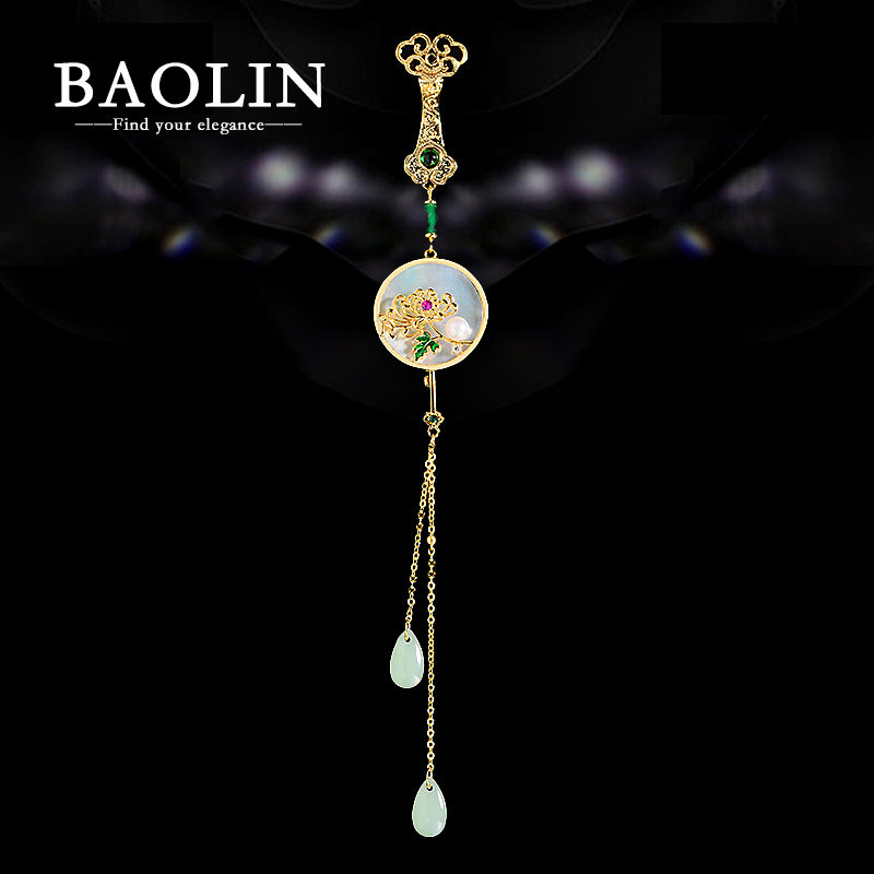 花中君子高雅菊花胸针女高档旗袍压襟汉服挂件国风流苏百搭配饰品