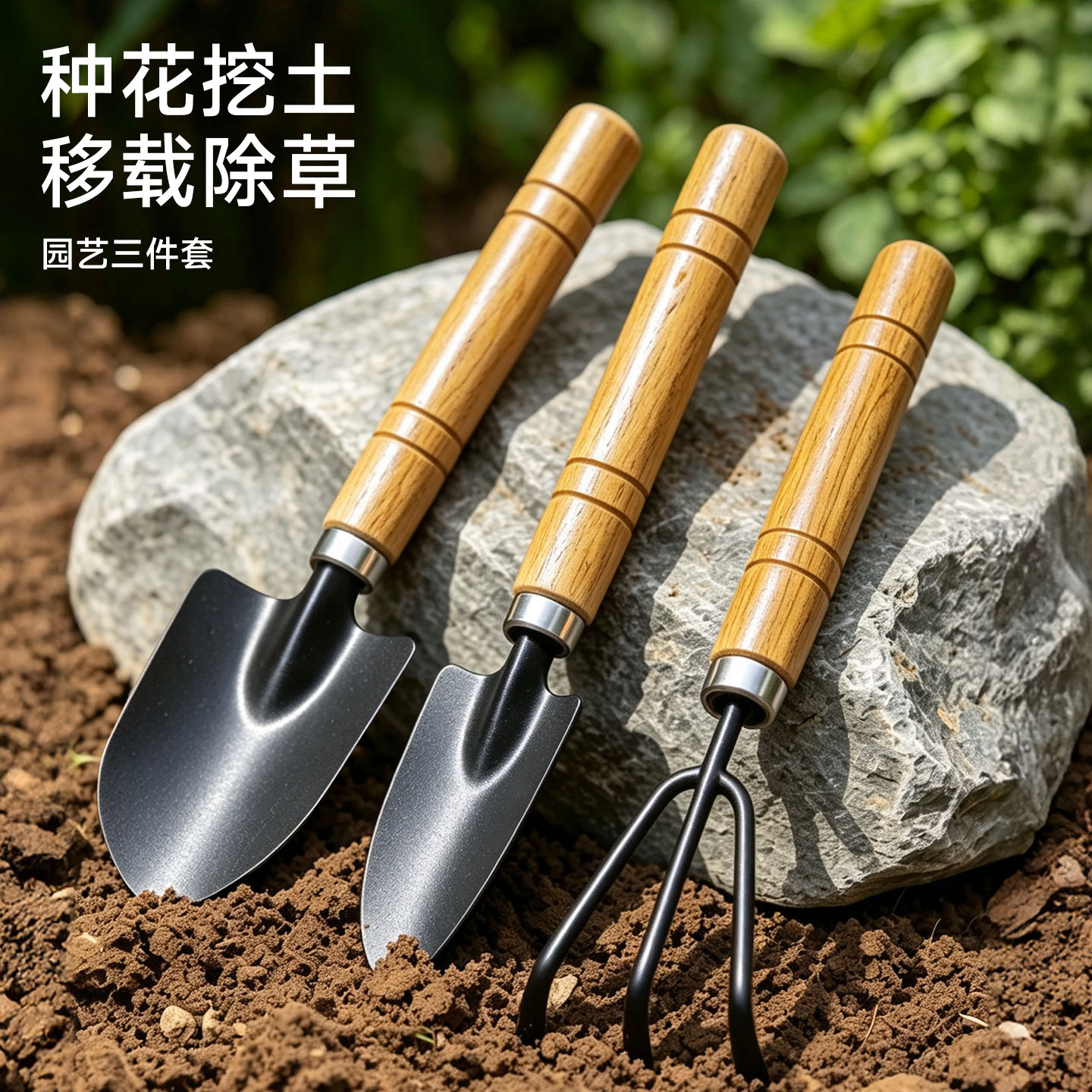 日式园艺工具小铲子种花种菜养花除草神器家用花铲盆栽赶海三件套