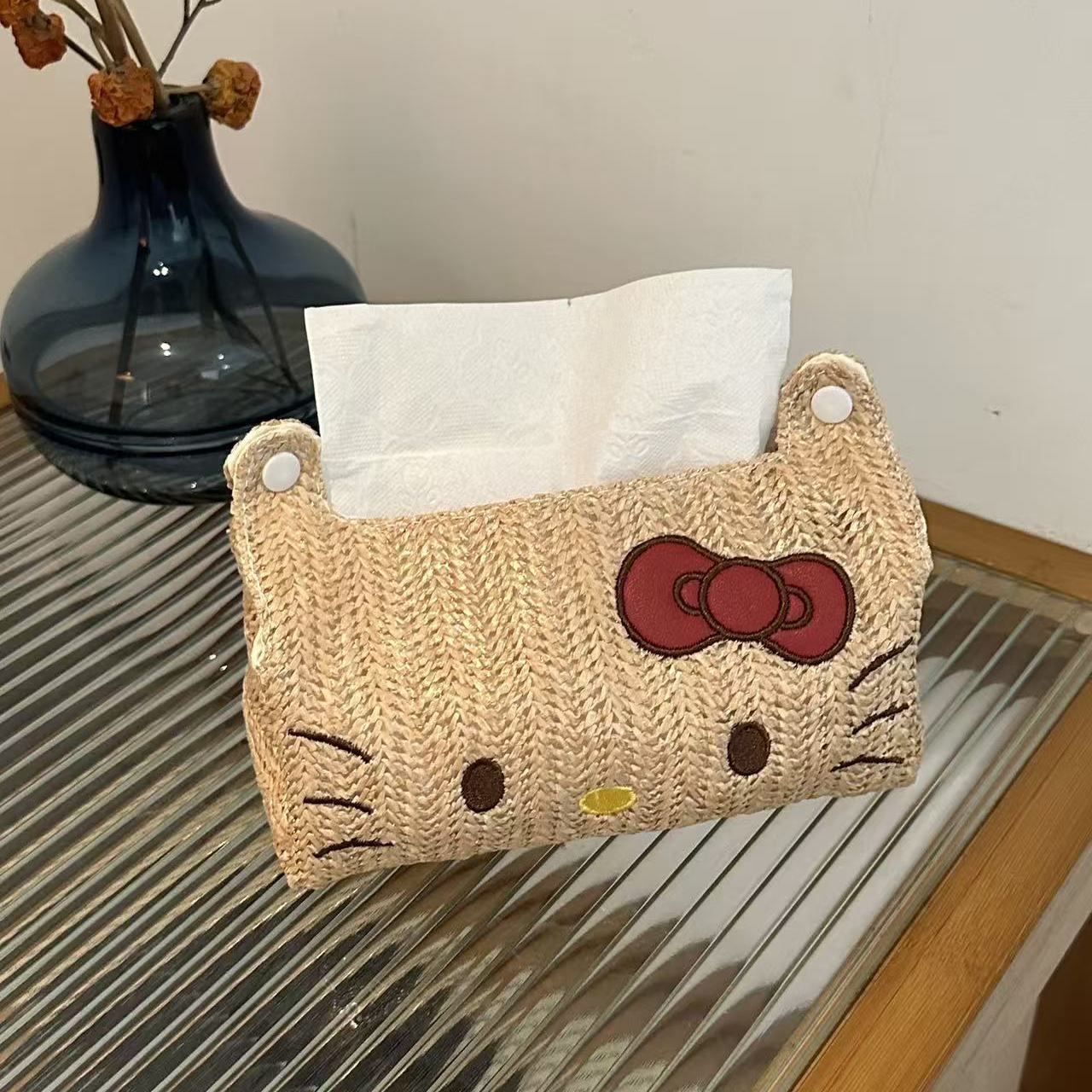 刺绣kt猫纸巾盒客厅茶几高颜值卡通抽纸盒居家创意桌面纸抽收纳图片