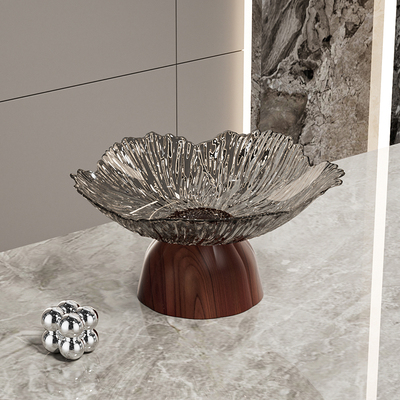 木纹轻奢风高脚水果盘家用零食客厅糖果盘干果专用过年高档摆放盘