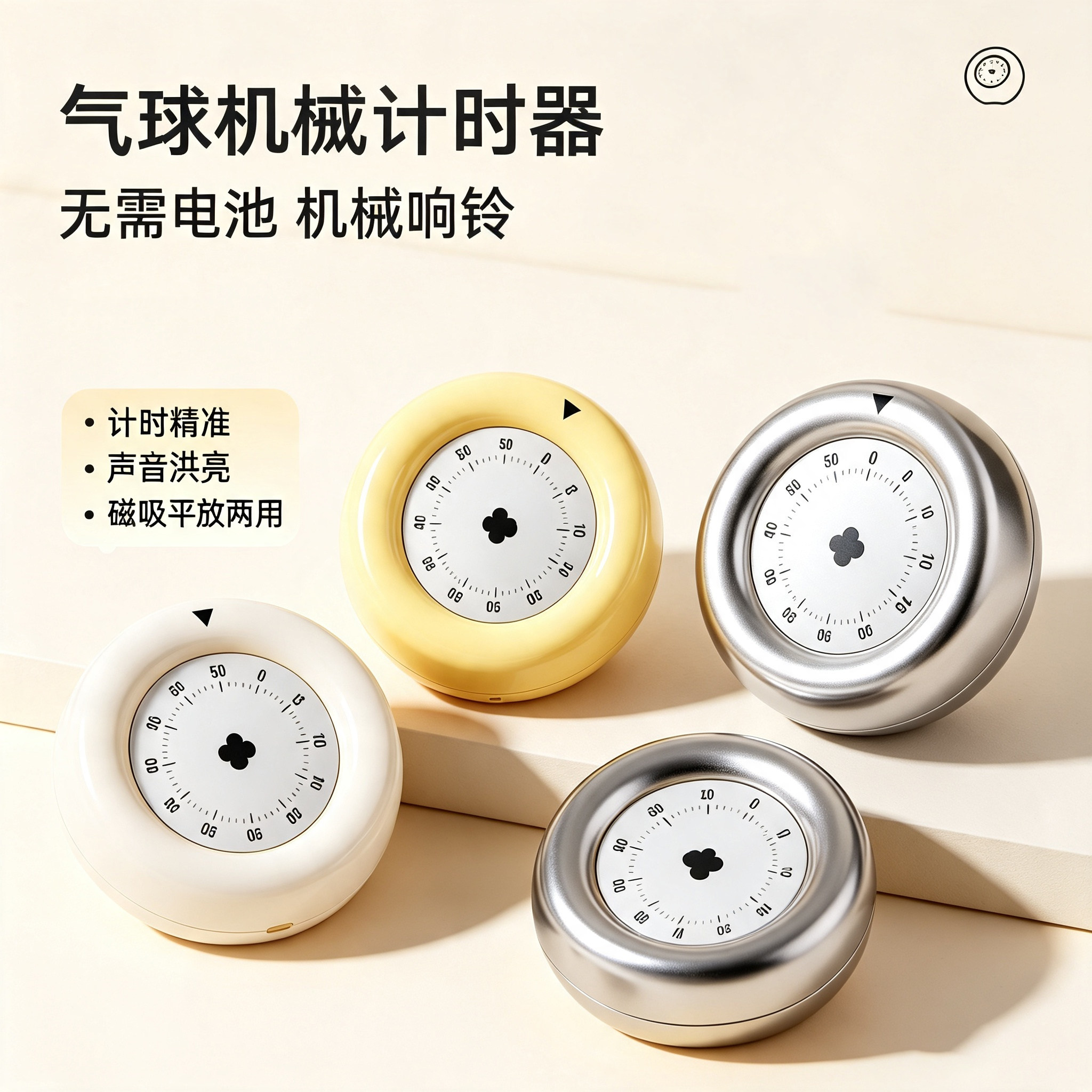 厨房磁吸式长响铃可视化计时器图片