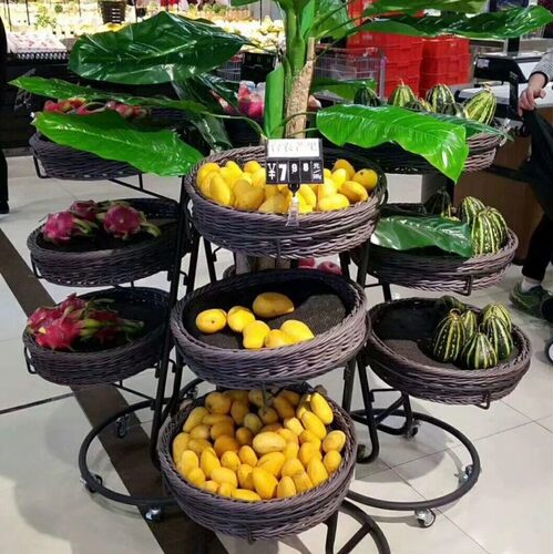 可移动三层商店零食陈列架水果篮