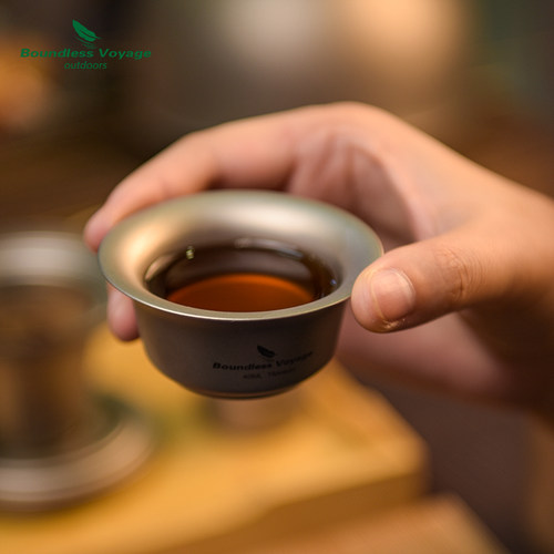 必唯纯钛双层小茶杯防烫轻量便携