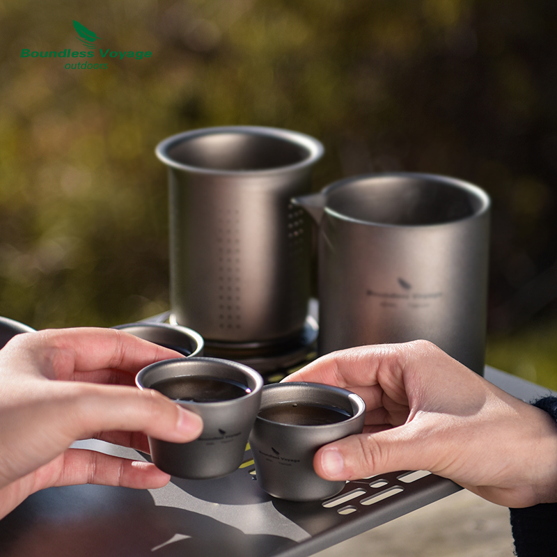 必唯纯钛双层茶杯防烫隔