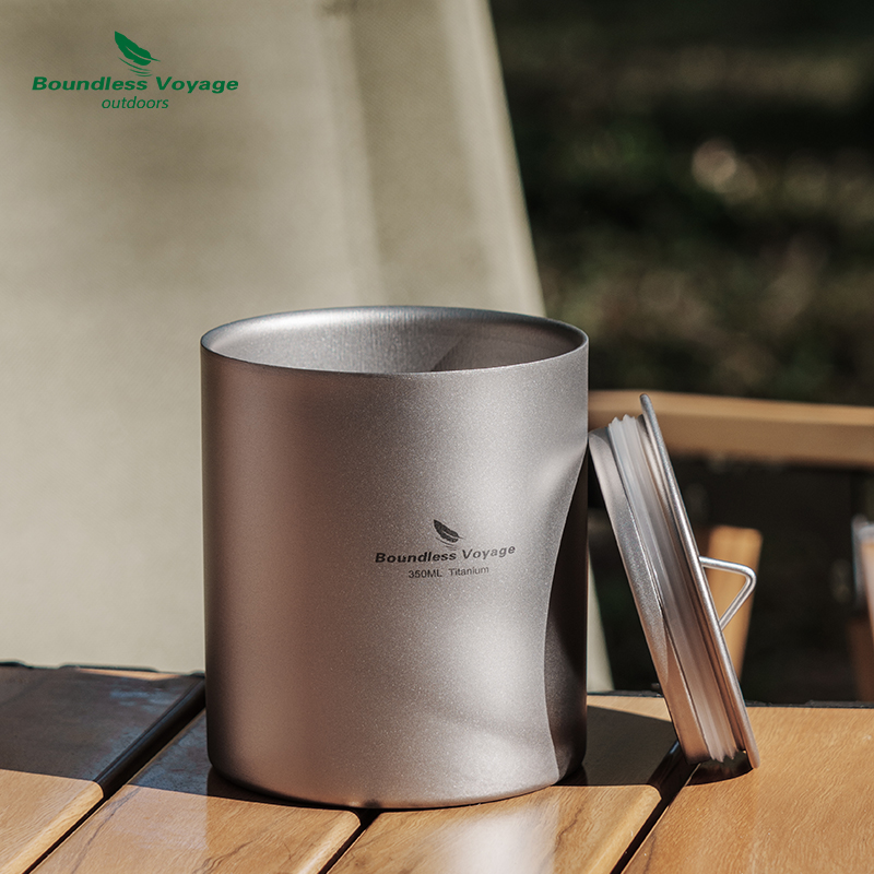 必唯纯钛水杯350ml双层防烫户外