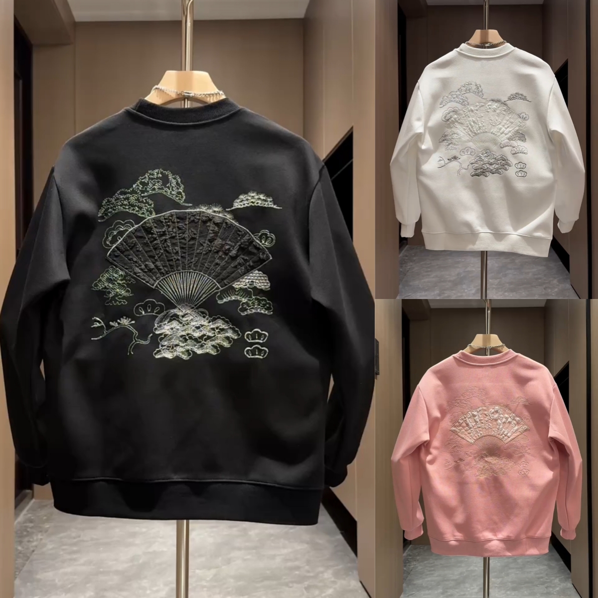 中国风浮雕刺绣卫衣男士2025秋季