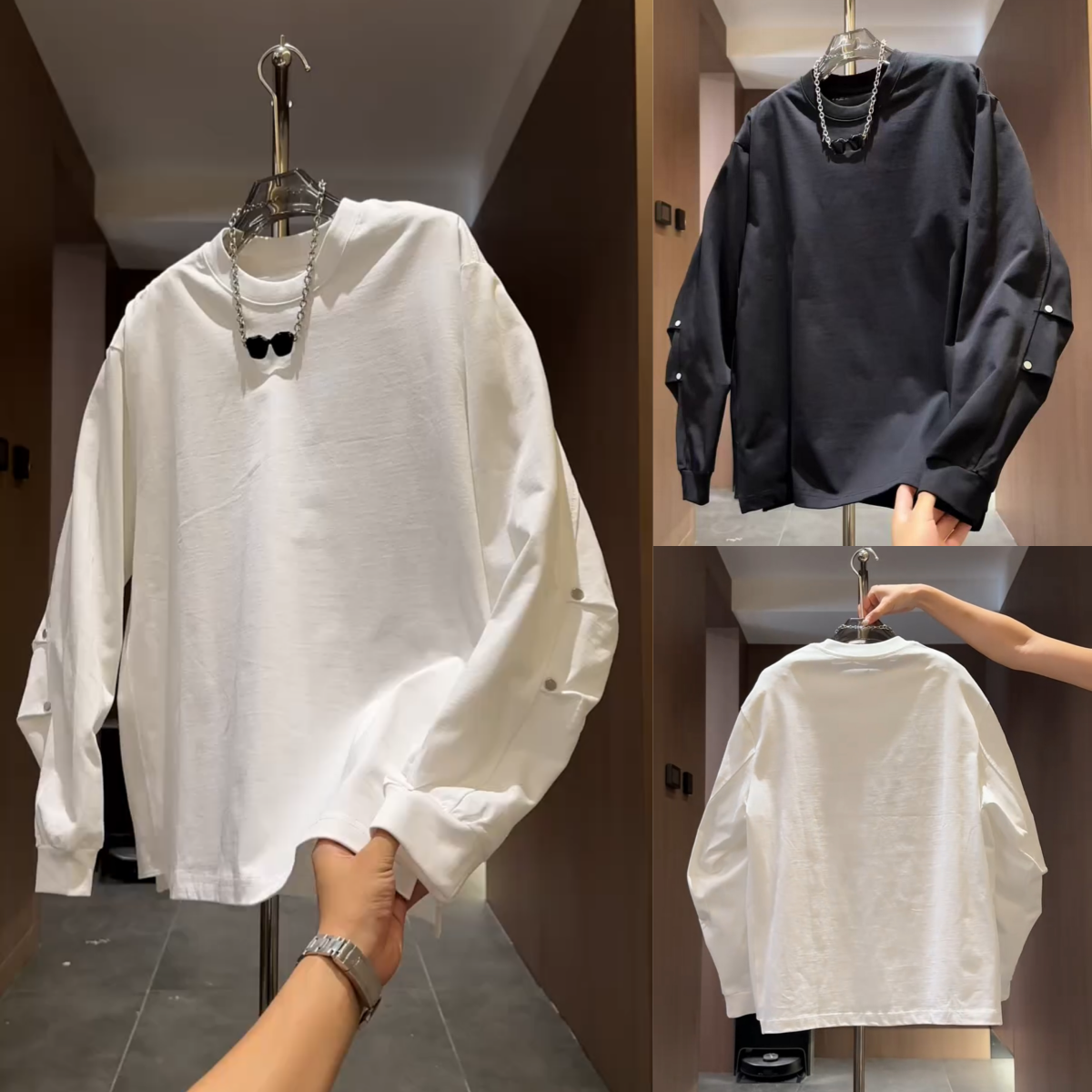 纯色净版长袖T恤秋冬新款卫衣男