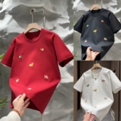 新年款 红色马年刺绣T恤男女同款 潮牌短袖 2026春季 休闲百搭半截袖