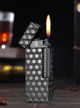 英国GBI大船纯黄铜充气无声打火机创意个性送男友高档侧滑轮窄机