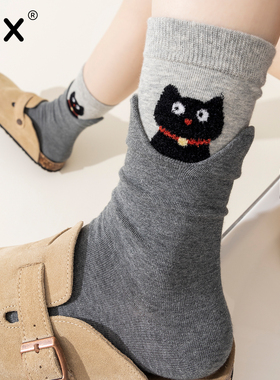 卡通袜子女中筒春秋款可爱ins潮纯棉韩系堆堆袜2025新款秋季长袜
