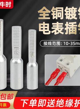 全铜电表插针DTA-10/16/25/35平方 电表箱专用针式线鼻子纯铜镀锡