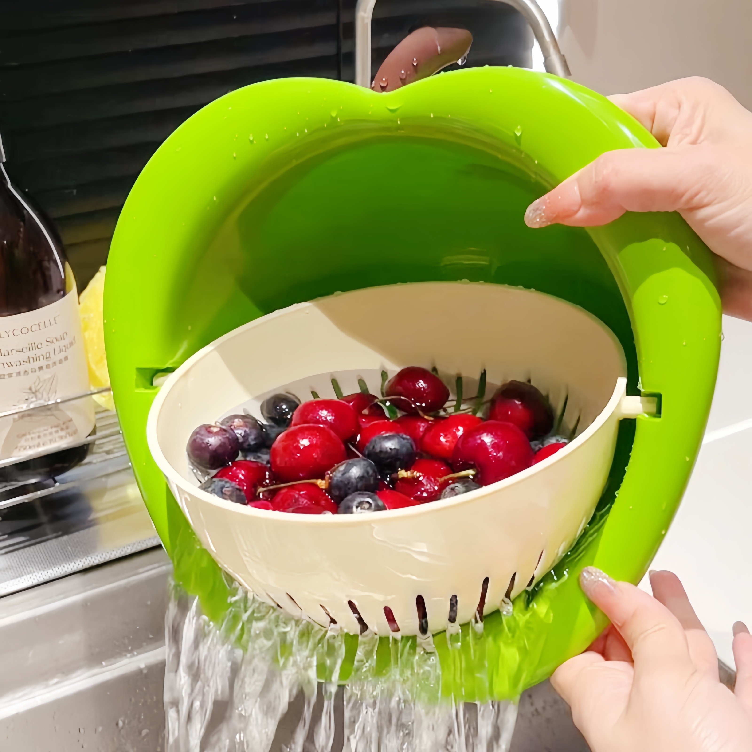 【实拍新品】苹果沥水篮厨房收纳神器加厚果盆立式不积水洗菜盆,餐饮具,洗菜盆/沥水篮/漏水筛,淘宝优惠券,粉丝福利购,淘宝优惠卷