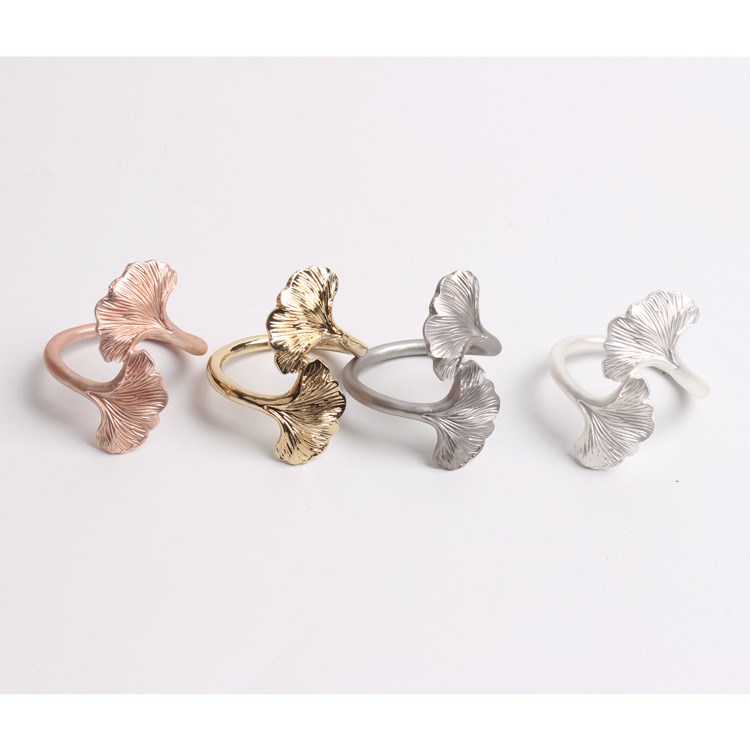 6pcs Model room 3D silver ginkgo leaf napkin ring napkin buc