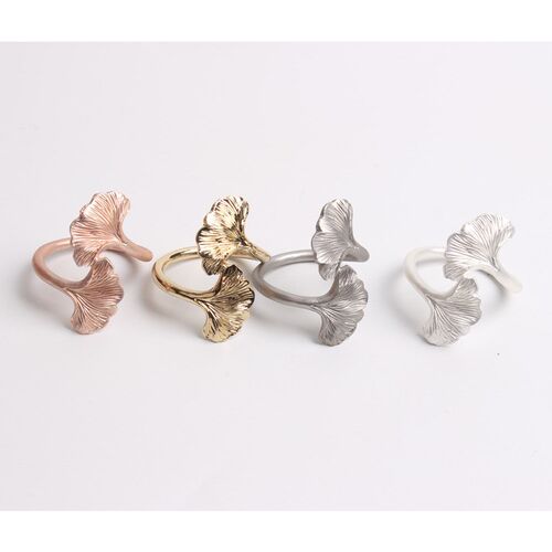 6pcs Model room 3D silver ginkgo leaf napkin ring napkin buc