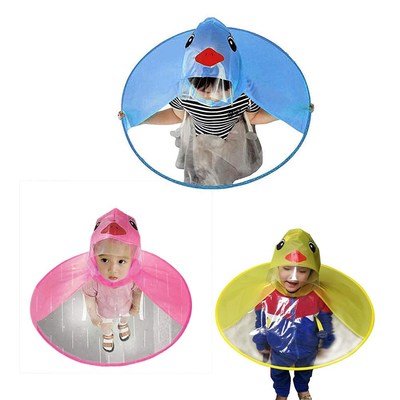 Cute Raincoat Cartoon duck Kids Rain Coat UFO Children Umbre