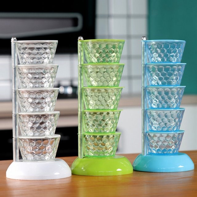 NEW Rotating Revolving 4&5-Tier Spice Rack Seasoning Box Kit