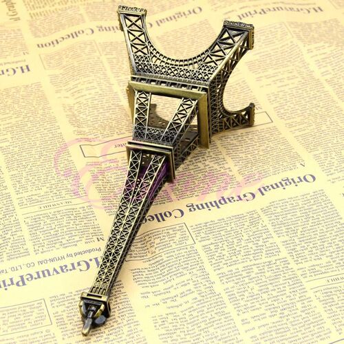 Bronze Tone Paris Eiffel Tower Figurine Statue Vintage Alloy
