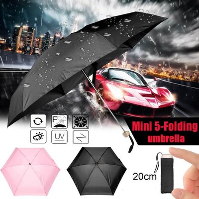 Pink Mini Pocket Umbrellas Small Kids Child 5 Folding Umbrel