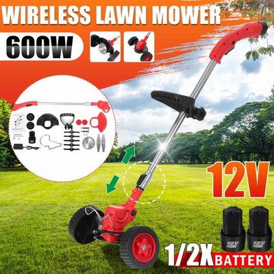 600W 12V Electric Lawn Mower Cordless Grass Trimmer Weeder H