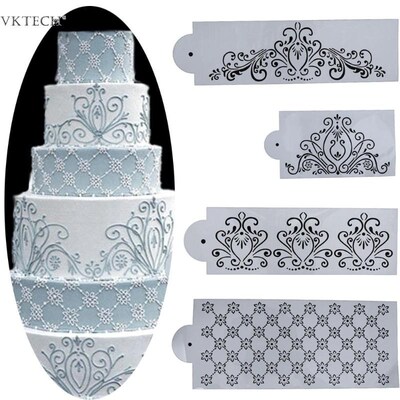 4Pcs Cake Mould Flower Stencils for Cake Cupcake Princess La