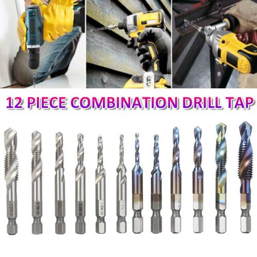 12pcs Hex Shank Screw Thread Metric Tap Drill Bits Screw Mac