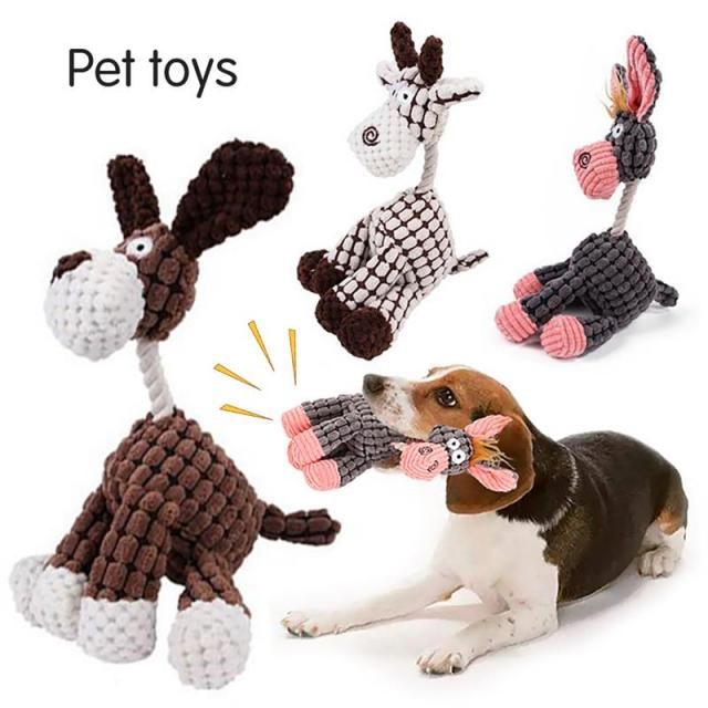 Funny Pet Toy Stuffed Donkey Corduroy Chew Toy For Dog Puppy