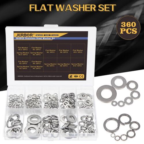 360pcs Washer Spring Pads Set Stainless Steel M2.5 M3 M4 M5