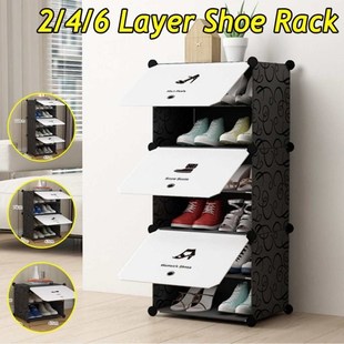 2/4/6 Layers Shoes Storage Cabinet DIY Assembly Shoe Shelf D