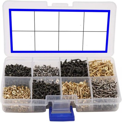 1800pcs M2 Small Screw Flat Head Cross Wood Screws Self Tapp