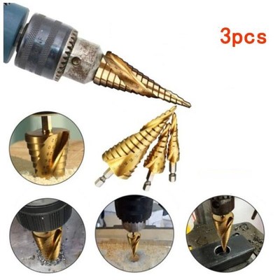 3pcs Wish Cut Set Grooved Step 4mm Spiral Drill  12mm/20mm/