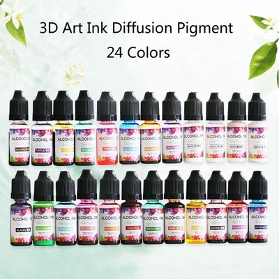 24 Colors 10ML Art Ink Alcohol Resin Pigt Kit Liquid Resin C