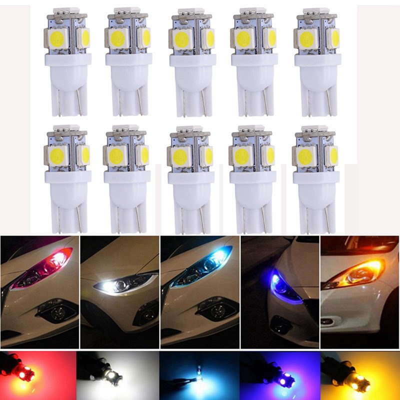 Katur 10pcs T10 W5W LED Bulb 5 D LED White Blue Red Yellow G