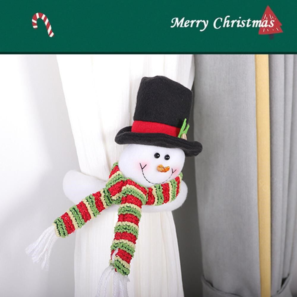 christmas curtain button buckle santa claus snowman elk chri