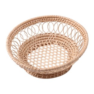 Rattan Fruit Basket Hand-Woven Tray Breakfast Bread Small Ba