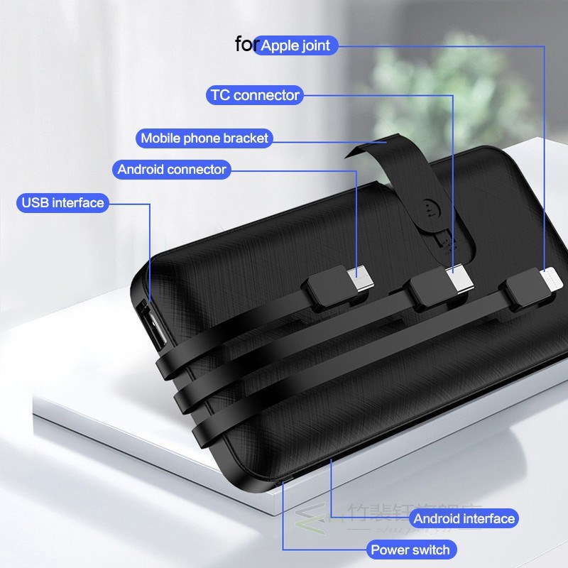 20000mAh Portable Power Bank Fast Charger Powerbank Built in