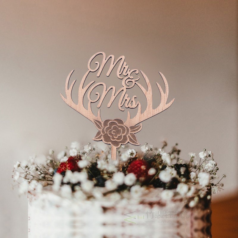 Rustic Wood Wedding Cake Topper Mr And Mrs Couple Flower Fig