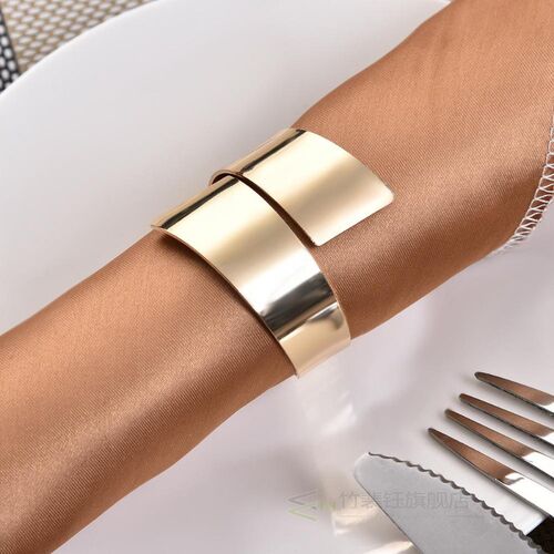 12Pcs Simple Napkin Ring Golden Silver Dinner Parties Birthd