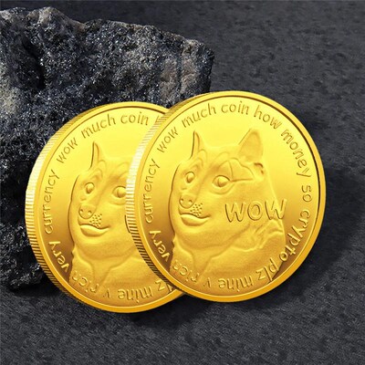 Beautiful Gold Plated Dogecoin Commemorative Coins Cute Dog