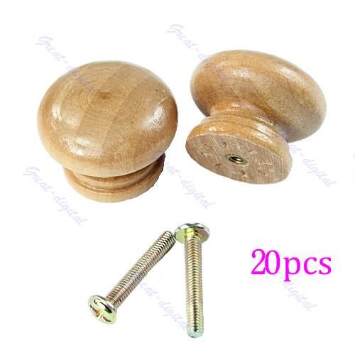 20Pcs/Lot Wood Cabinet Drawer Knob Kitchen Plain Pull Handle