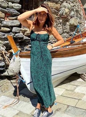 Foridol Strap Sleeveless Print Boho Summer Dress Long Women