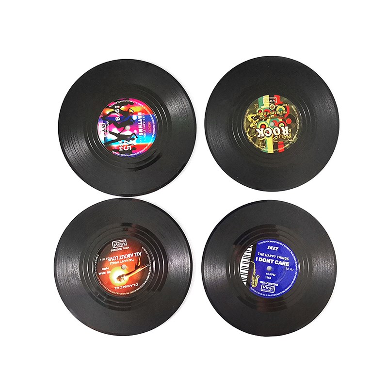 4/6 Pcs Colorful Coaster Retro Vinyl Record Disk Coasters Fo