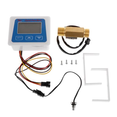Digital Flow Meter Water Flowmeter Temperature Time Record w