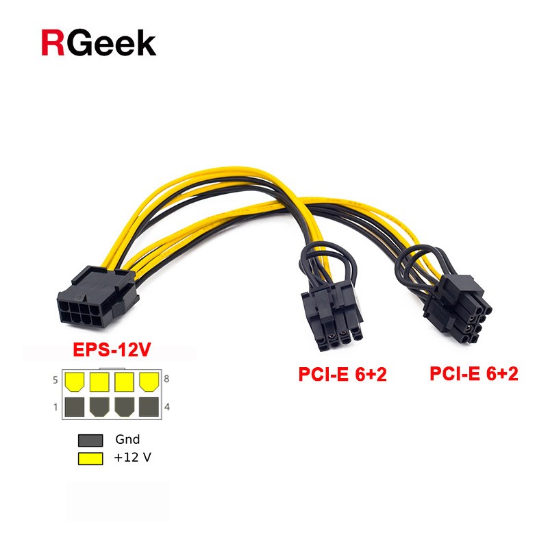 EPS CP 12V 8 Pin to Dual 8 (6+2) Pin PCIE Adapter Power Supp 搬运/仓储/物流设备 其他吊具 原图主图