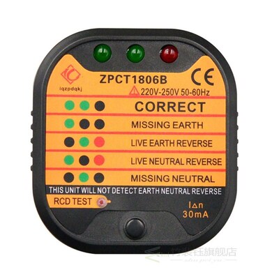 ZPCT1806B Outlet Socket Tester Detector Circuit Polarity Vo