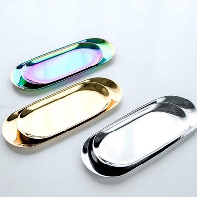 Oval Plates Colorful Jewelry Serving Tray Platter Stainless