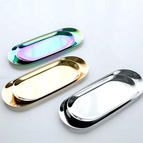 Oval Plates Colorful Jewelry Serving Tray Platter Stainless