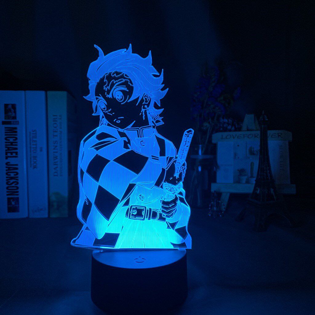 Kimetsu No Yaiba Tanjiro Kamado Figure 3d Night Lamp for Chi - 实物图