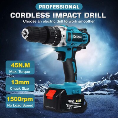 Drillpro 3 IN 1 Cordless  Electric Drill Two-speed Screwdriv
