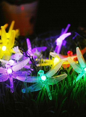 20/30pcs LED Solar Powered Dragonfly Fiber Optic Fairy Strin